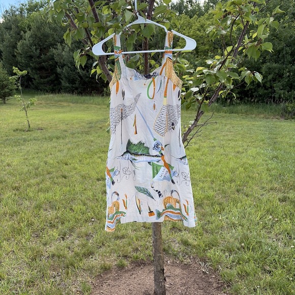 J.CREW Dresses & Skirts - J.CREW Fishing Print Dress Size 4 Cotton Sundress Salt Water Fish Marlin Trout